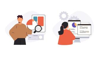 Information technology business, work in internet illustration vector
