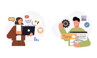 Information technology business, work in internet illustration vector
