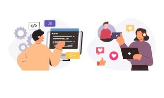 Information technology business, work in internet illustration vector