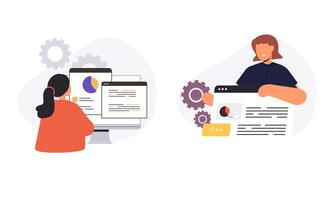 Information technology business, work in internet illustration vector
