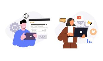 Information technology business, work in internet illustration vector