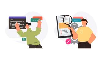 Information technology business, work in internet illustration vector