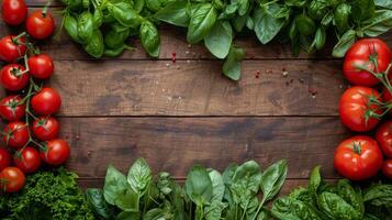 Fresh Red Tomatoes and Green Basil Leaves on a Dark Grey Surface photo