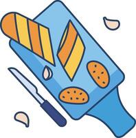 Garlic bread linear color illustration vector