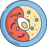 Rice curry linear color illustration vector