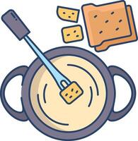 Cheese Fondue linear color illustration vector