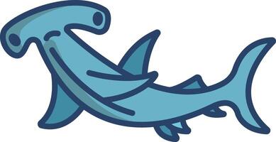 Hammerhead Fish linear color illustration vector