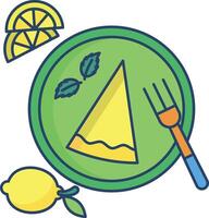 limón queso pastel lineal color ilustración vector