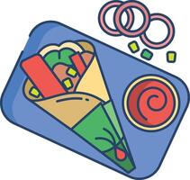 Burrito linear color illustration vector
