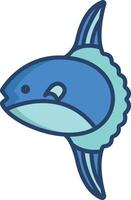Ocean sunfish linear color illustration vector