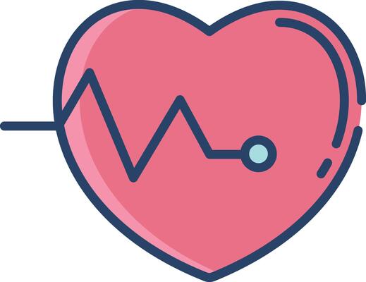 Heart wings linear color illustration
