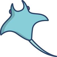Mantaray Fish linear color illustration vector