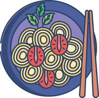 Spaghetti Italian linear color illustration vector