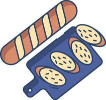 Baguette linear color illustration vector