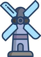 Windmill linear color illustration vector