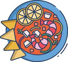 Ceviche linear color illustration vector