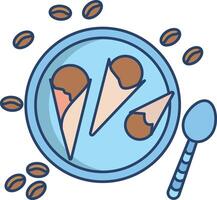 chocolate ice cream linear color illustration vector