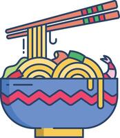 spaghetti noodle linear color illustration vector