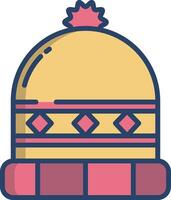 Beanie linear color illustration vector