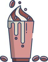 floating-coffee-with-beans linear color illustration vector