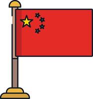 China flag linear color illustration vector