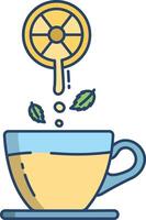 lemon tea linear color illustration vector