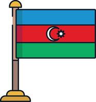 Azerbaijan flag linear color illustration vector