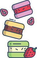 Macarons linear color illustration vector