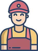 Waiter Man linear color illustration vector