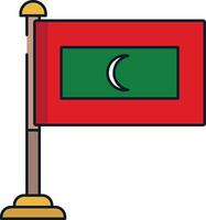 Maldives flag linear color illustration vector