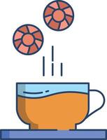 Tea and biscuits linear color illustration vector