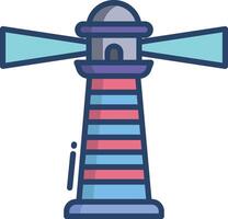 Lighthouse linear color illustration vector