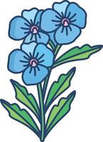 Plumbago flower linear color illustration vector