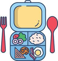 Lunch box linear color illustration vector