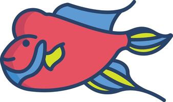 Flower horn Fish linear color illustration vector