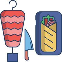 Doner kebab linear color illustration vector