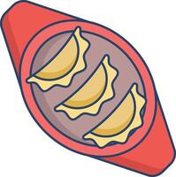 Chinese dumplings linear color illustration vector