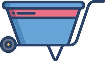 Wheelbarrow linear color illustration vector