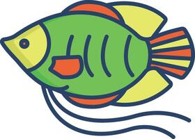 Dwarf gourami Fish linear color illustration vector
