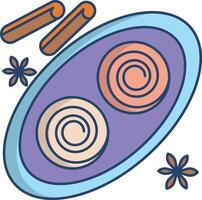 Cinnamon roll linear color illustration vector