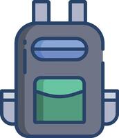 back pack linear color illustration vector