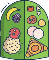 Indian Thali linear color illustration vector