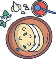 Naan roti linear color illustration vector
