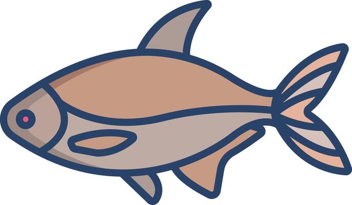 Bream Fish linear color illustration
