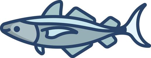 Pollock Fish linear color illustration vector