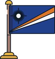 Marshall Islands flag linear color illustration vector