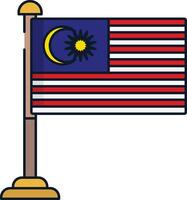 Malaysia flag linear color illustration vector