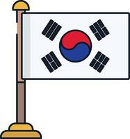 Korea South flag linear color illustration vector