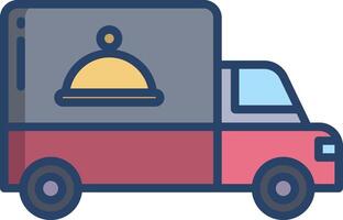 food Delivery truck linear color illustration vector