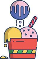 Scoop icecream linear color illustration vector